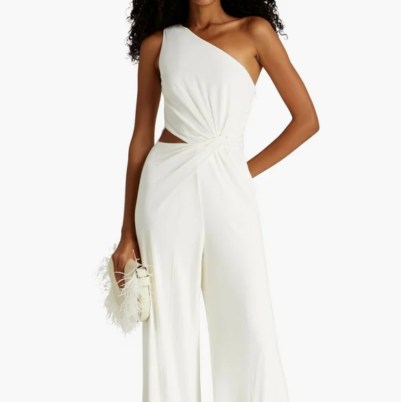 Halston one shoulder jumpsuit discount